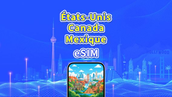 États-Unis / Canada / Mexique 5G eSIM | Forfaits de données journaliers / totaux | 1–30 jours | Facturation par 24 heures | Code QR