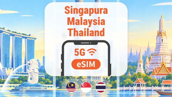 Singapura · Malaysia · Thailand 5G eSIM | All AI & TikTok | 1–30 Hari | QR Code