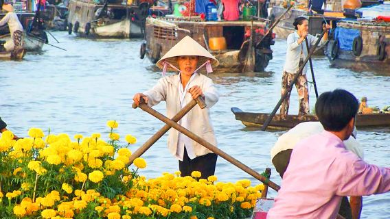 ทัวร์ตลาดน้ำไก่รังและสามเหลี่ยมปากแม่น้ำโขง 2 วัน จากโฮจิมินห์ซิตี้