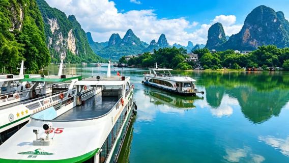 Yangshuo Guilin Li River Scenic Area three-star cruise ship + Yulong River Rafting 1-day tour | Private tour | Door-to-door pickup