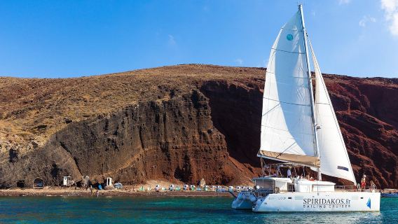 Santorini catamaran cruise with meal and wine