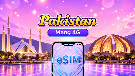 Pakistan | 4G eSIM | Gói ngày/Gói dữ liệu | 1-30 ngày | Hỗ trợ Tiktok & ChatGPT | Tính phí 24 giờ | Mã QR