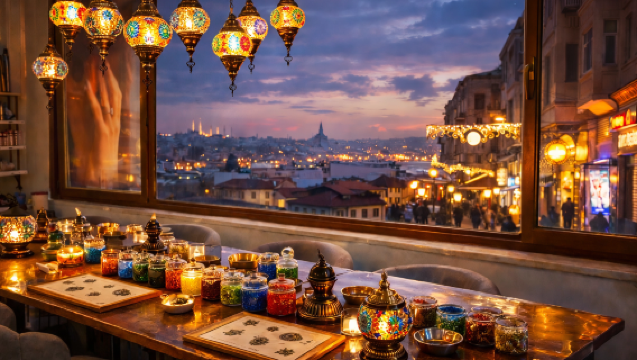 Design your own mosaic candle holder in Istanbul