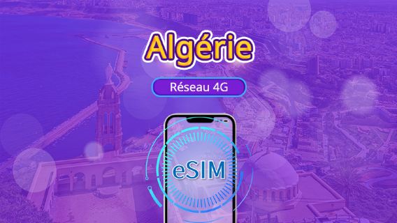 Algérie | eSIM 4G | Forfait journalier /Forfait data | Facturation par jour calendaire | 1-30 jours | Code QR