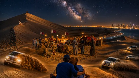 Doha: Safari Malam Pengamatan Bintang di Gurun dengan Dune Bashing, Naik Unta & Inland Sea