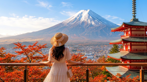 Excursión de un día al Monte Fuji para ver hojas rojas · Parque Asama de Arakura · Lago Kawaguchi · Ocho Piscinas de Oshino