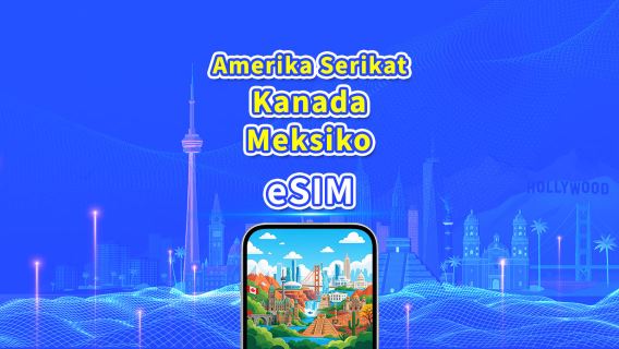Amerika Serikat / Kanada / Meksiko 5G eSIM | Paket Data Harian / Total | 1–30 Hari | Penagihan 24 Jam | Kode QR
