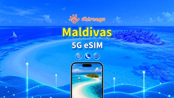 Maldivas Dhiraagu 5G eSIM | Paquete de Datos | Llamadas + Números Locales | Opcional 10-30 Días | Facturación por Día Natural | QR Code