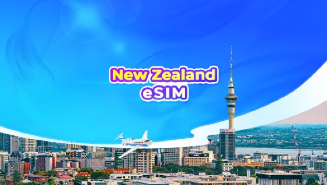 eSIM 5G de Nueva Zelanda | Paquete diario/de datos | Facturación por 24 horas | Código QR