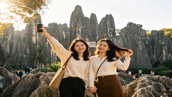 [Pakej Santai Sekitar Kunming] Lawatan Sehari Tasik Dian Kunming + Kawasan Pemandangan 5A Shilin [Termasuk Tiket Masuk]
