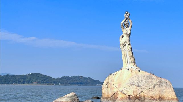 珠海漁女+景山公園+唐家灣+情侶路+白沙灘一日遊可中英文服務