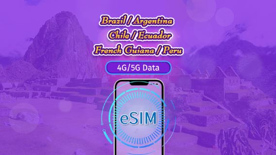 Sud America (6 paesi) | eSIM 5G/4G | Pass giornaliero / Pacchetto totale | Fatturazione ogni 24 ore | 1–30 giorni | Codice QR