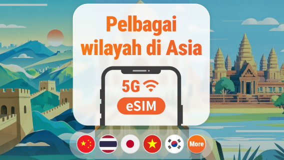 Asia 9 Destinasi 5G eSIM | Jepun, Thailand, Vietnam, Indonesia, Korea & Banyak Lagi | 1–30 Hari | Kod QR Segera