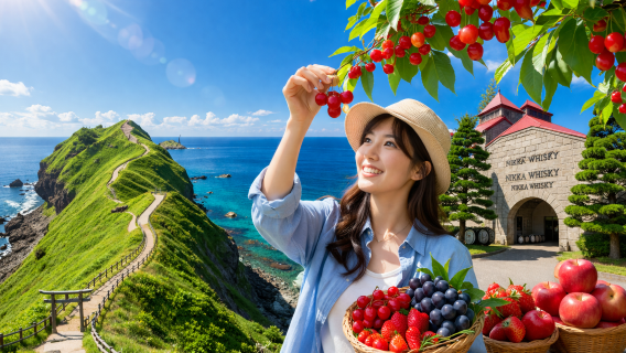 Eendaagse tour naar Yoichi Fruitboomgaard + Kaap Kamui op het Shakotan-schiereiland + Whisky Museum [Beleef het fruit plukken]