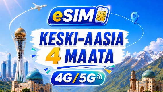 Keski-Aasian neljän maan 5G/4G eSIM | Tukee kaikki AI & TikTok | 500 MB/päivä - yhteensä 100 GB | 24 tunnin laskutus | QR-koodi