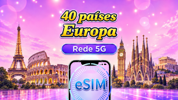 eSIM 5G para a Europa (40 países) | Compatível com Google Maps/TikTok/ChatGPT | Planos de dados diários / totais | Faturamento por dias naturais | 1 a 90 dias | Código QR