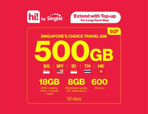 [新加坡]Singtel hi! | 5G SIM卡 | 樟宜機場24H/市區自取 | 可選EZlink交通+電話2合1卡
