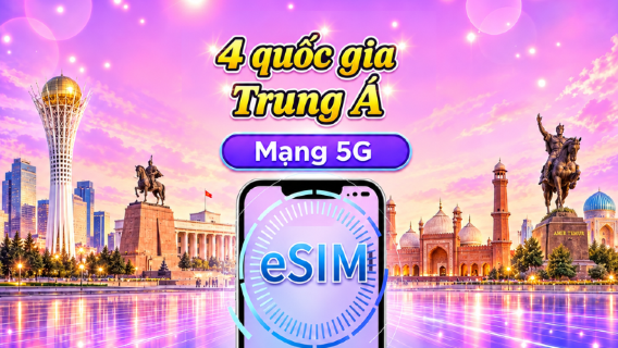 Kazakhstan/Kyrgyzstan/Pakistan/Uzbekistan|5G/4G eSIM| Gói ngày/Gói dữ liệu|Tính phí 24 giờ |1-30 ngày |Mã QR