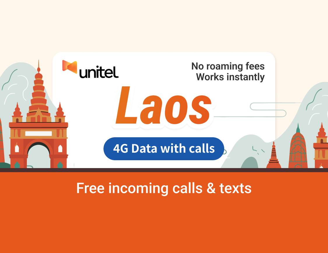 eSIM ท้องถิ่นลาว Unitel | อินเทอร์เน็ตแรงสูง 10 วัน + โทรและ SMS | ติดตั้งง่าย | QR Code