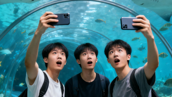 煙台海昌ジンベイザメ海洋公園旅行写真【フォローアップ写真、親子写真、カップル、ガールフレンド、子供、家族旅行の写真】