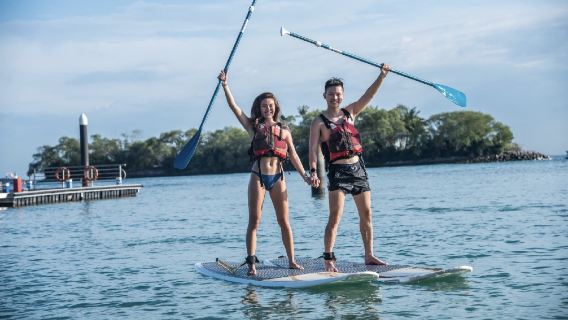 Ola beach club | kayaking stand-up paddle board + banana boat donut fun sea experience