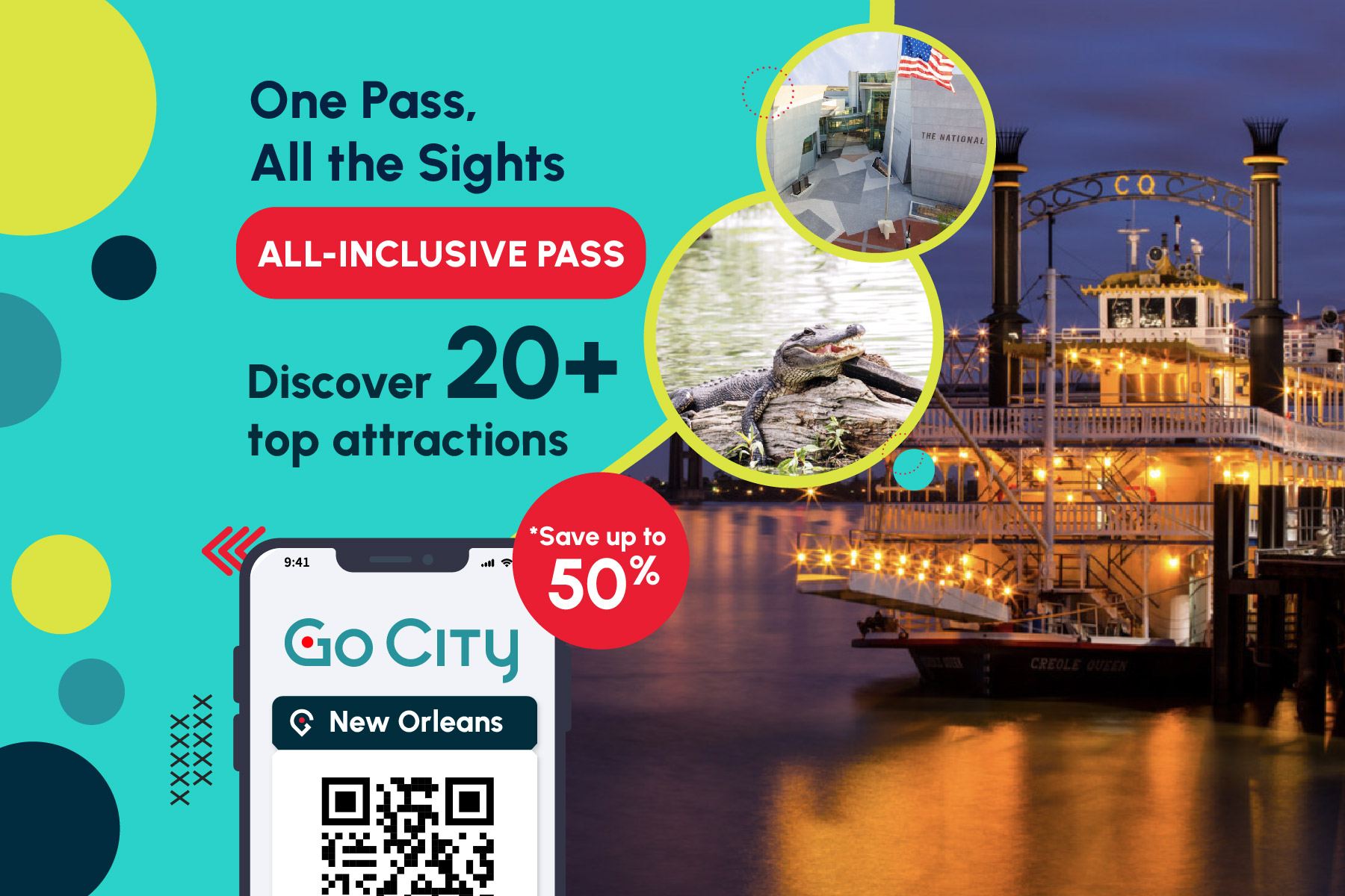 Go City ニュー・オーリンズ周遊パス【公式直営/20以上の人気観光スポット含む/オーリンズ展望台】|ニューオーリンズ オールインクルーシブ