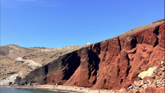 桑託林島日遊藍頂教堂+阿克羅帝利考古遺址+紅沙灘+貝里沙海灘