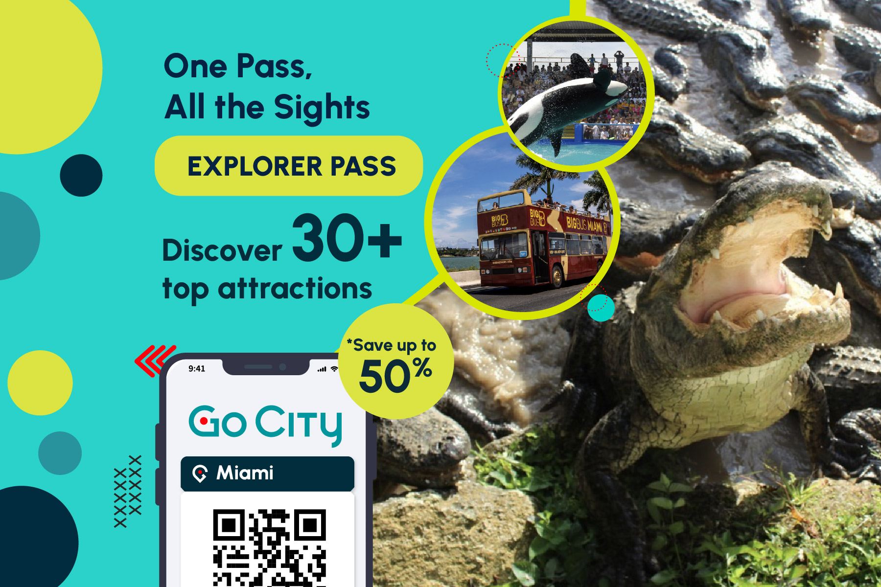 Go City マイアミ自選パス【公式運営/30以上の人気観光地を含む/マイアミ・シークアリウム/ズー・マイアミ】|マイアミエクスプローラーパス
