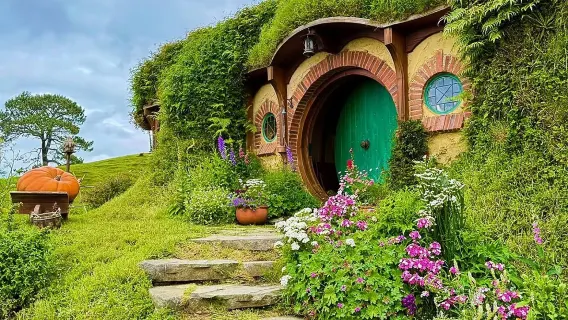 Однодневный тур в Хоббитон и пещеры светлячков Вайтомо из Окленда [возможен групповой/индивидуальный трансфер с экскурсией с гидом на китайском или английском языке]