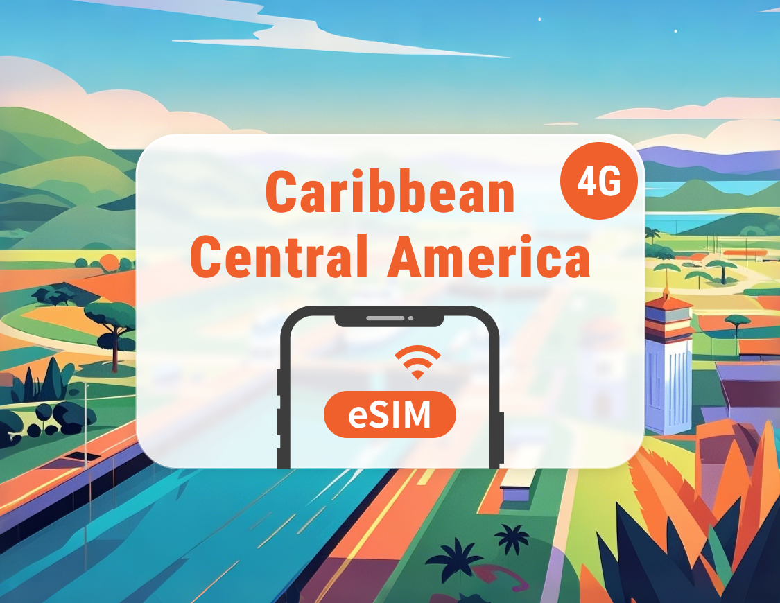 Midden-Amerika en het Caribisch gebied 13 bestemmingen eSIM | Costa Rica, Peru en meer | 1–30 dagen | Directe QR-code