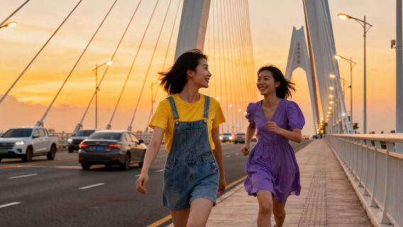 海口世紀大橋旅拍【跟拍攝影親子照情侶閨蜜兒童跟拍家庭旅拍】