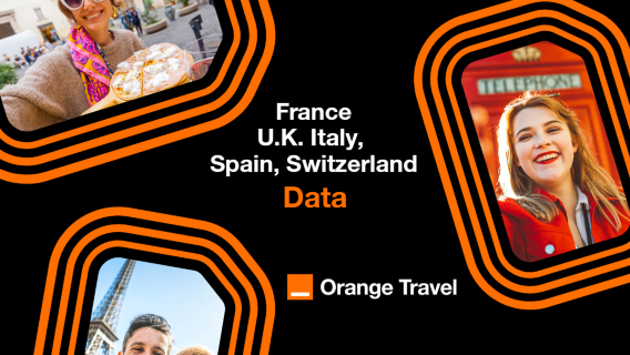 France-Espagne-Royaume-Uni-Italie-Suisse Orange Travel 4G/5G eSIM | Données/Appels/SMS | 20GB/50GB/100GB |