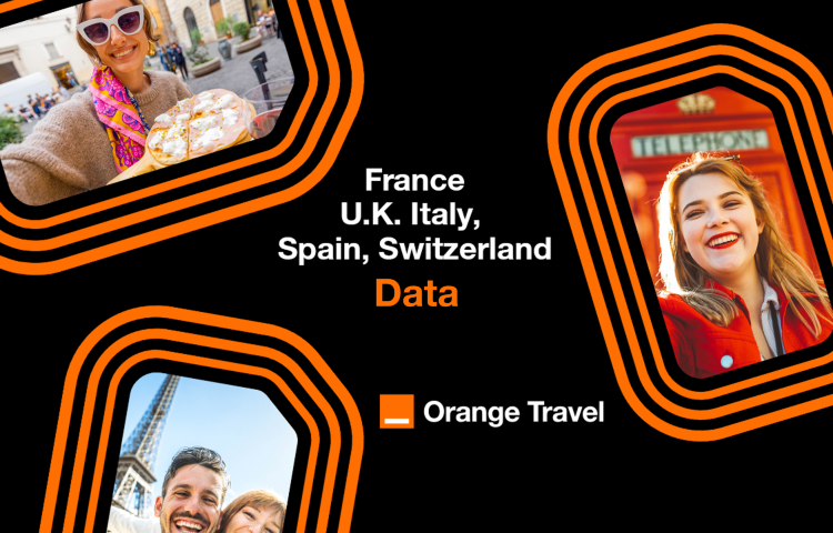 France-Spain-UK-Italy-Switzerland Orange Travel 4G/5G eSIM | Data/Calls/SMS | 20GB/50GB/100GB |