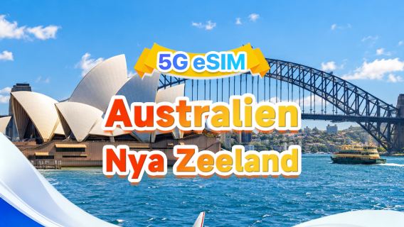 Australien och Nya Zeeland generell 5G eSIM | Flera nätverk · Stöd för AI & TikTok | 500 MB/dag - totalt 100 GB | 1-60 dagar | 24-timmarsdebitering | QR-kod