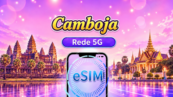 Camboja | eSIM 4G/5G | Pacote diário/Pacote de dados | Cobrança de 24 horas | 1-30 dias | Código QR