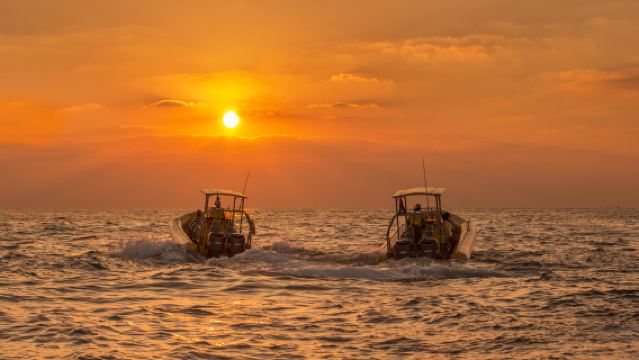 Visite touristique en bateau rapide de 45 minutes avec les petits bateaux jaunes de Dubaï - The Yellow Boats Dubai - Atlantis Blast