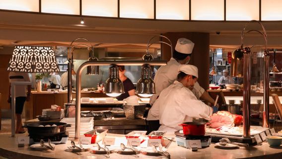 Far Eastern Café buffet lunch coupon at Far Eastern Hotel Tainan on 10F (weekday dinner + NT$110. Weekend lunch or dinner + NT$330)