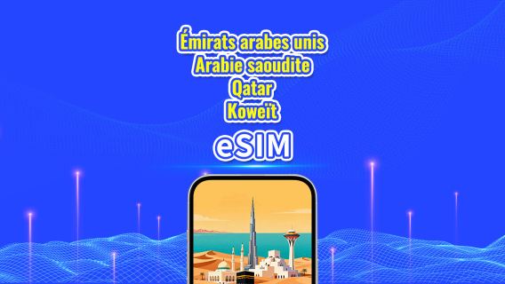 ÉAU/Arabie saoudite/Qatar/Koweït eSIM 5G | Forfait journalier/Pass Data total | 1 à 30 jours | Facturation 24h/24 | Code QR
