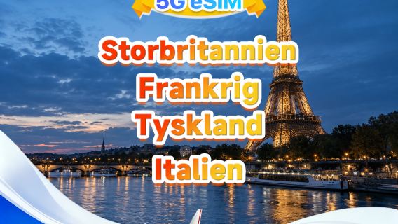 Storbritannien Frankrig Tyskland Italien 5G eSIM | Flere netværk · understøtter All AI & TikTok | 500MB/dag - i alt 50GB | 1-30 dage | 24-timers fakturering | QR-kode