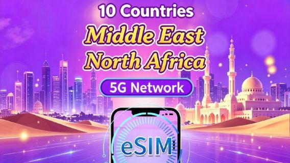 Middle East & North Africa (10 Countries) 5G eSIM | Google Maps & TikTok Supported | Daily/Total Data Plans | 24-Hour Billing | 1–30 Days | QR Code