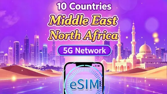 Naher Osten & Nordafrika 10 Länder 5G eSIM | Unterstützt Google Maps/Tiktok | Tagespaket/Datenpaket | 24-Stunden-Abrechnung | 1–30 Tage | QR-Code