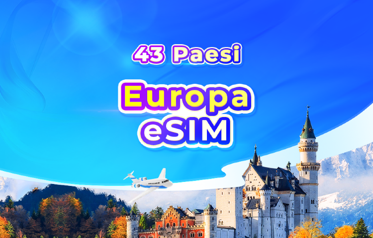 eSIM 4G/5G Europa | AI & TikTok | Pacchetti giornalieri/Pacchtti a dati totali | Validità a 24 ore | Codice QR