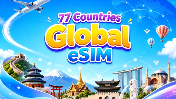 Global (77 Countries) 5G/4G eSIM | Supports Google Maps/TikTok/ChatGPT | Data Plan | 24-Hour Billing | 1–7 Days | QR code