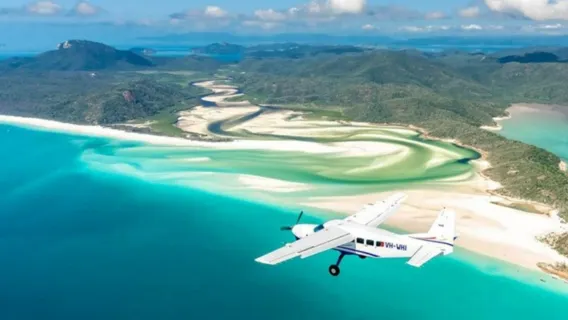 Whitsunday Islands Heart Reef & Whitehaven Beach 1-hour sightseeing flight tour (overlooking the heart-shaped Great Barrier Reef + Whitehaven Beach + Hamilton Island departure)