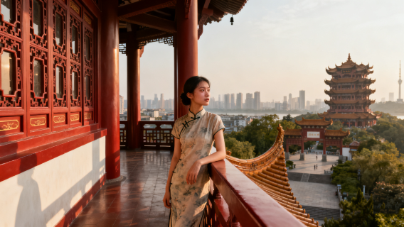 武漢黄鶴楼の旅フォト【フォトグラファー同行のファミリーフォト、カップルフォト、親友フォト、子供フォト、家族旅行フォト】