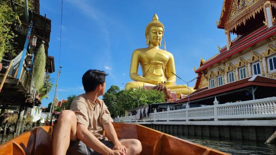 Beliebte Longtail-Boot Chartertour in Bangkok, Thailand | Besuch des Grand Palace, Wat Arun und des Goldenen Buddha im Wat Paknam Phasi Charoen | Routen anpassbar