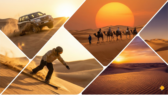 Qatar Desert Safari: Sunset Dune Bashing, Camel Ride, Sandboarding & Quadbiking ATV