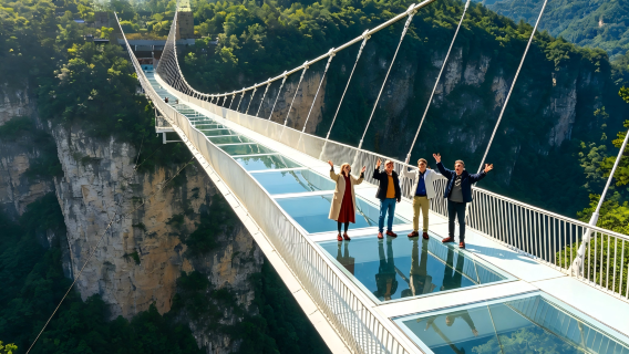 Jambatan Kaca Zhangjiajie Grand Canyon + Lawatan Sehari Gua Huanglong - Lawatan Persendirian | Pengambilan dan penghantaran di pusat bandar, tiket masuk termasuk