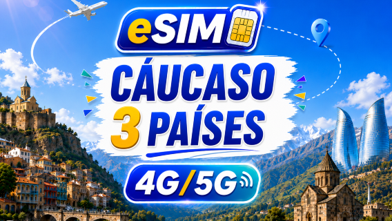 Cáucaso 3 países | eSIM 5G/4G | Totalmente compatível com AI e TikTok | 500MB/dia - Total 100GB | Cobrança por 24 horas | Código QR
