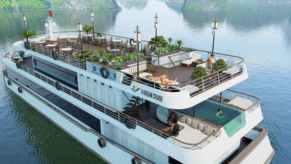 From Hanoi: Halong Bay 5-Star V'Dream Cruise with Cave, Titop, Kayak, Buffet & Sunset